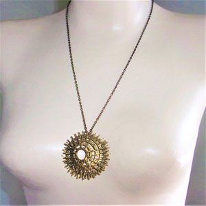 Vintage Handmade Bronze Sunburst Pendant 24"